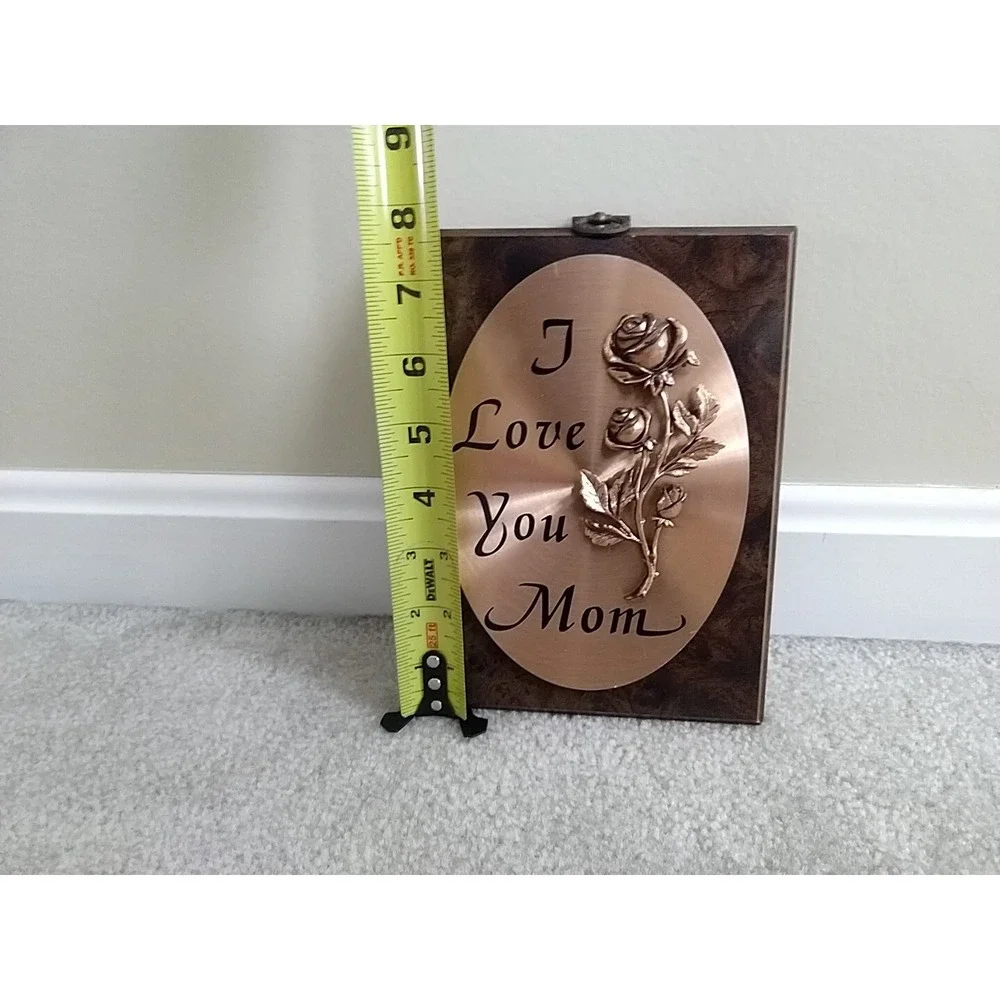 I Love You Mom Copper Roses Wood Plaque Gift Decor